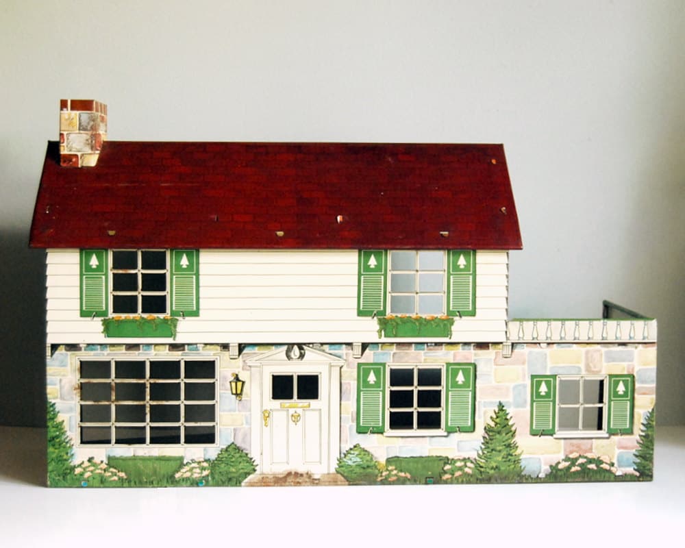1950s Marx Tin House Vintage Dollhouse Colonial Doll House Mid