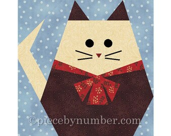 Fat Cat quilt block, paper pieced quilt patterns, instant download, fat cat patterns, cat quilt patterns, PDF pattern, animal quilt patterns