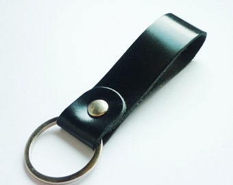 Black Genuine Leather Key Fob/Key Keeper/Key Holder/Key Ring - Gift under 15 - Gift for Him