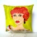 KATHARINE NEW YORK woman Pillow, Hand Painted Pillow, Fun Quote, New York Woman, decorative pillow, acid green, gift for city woman