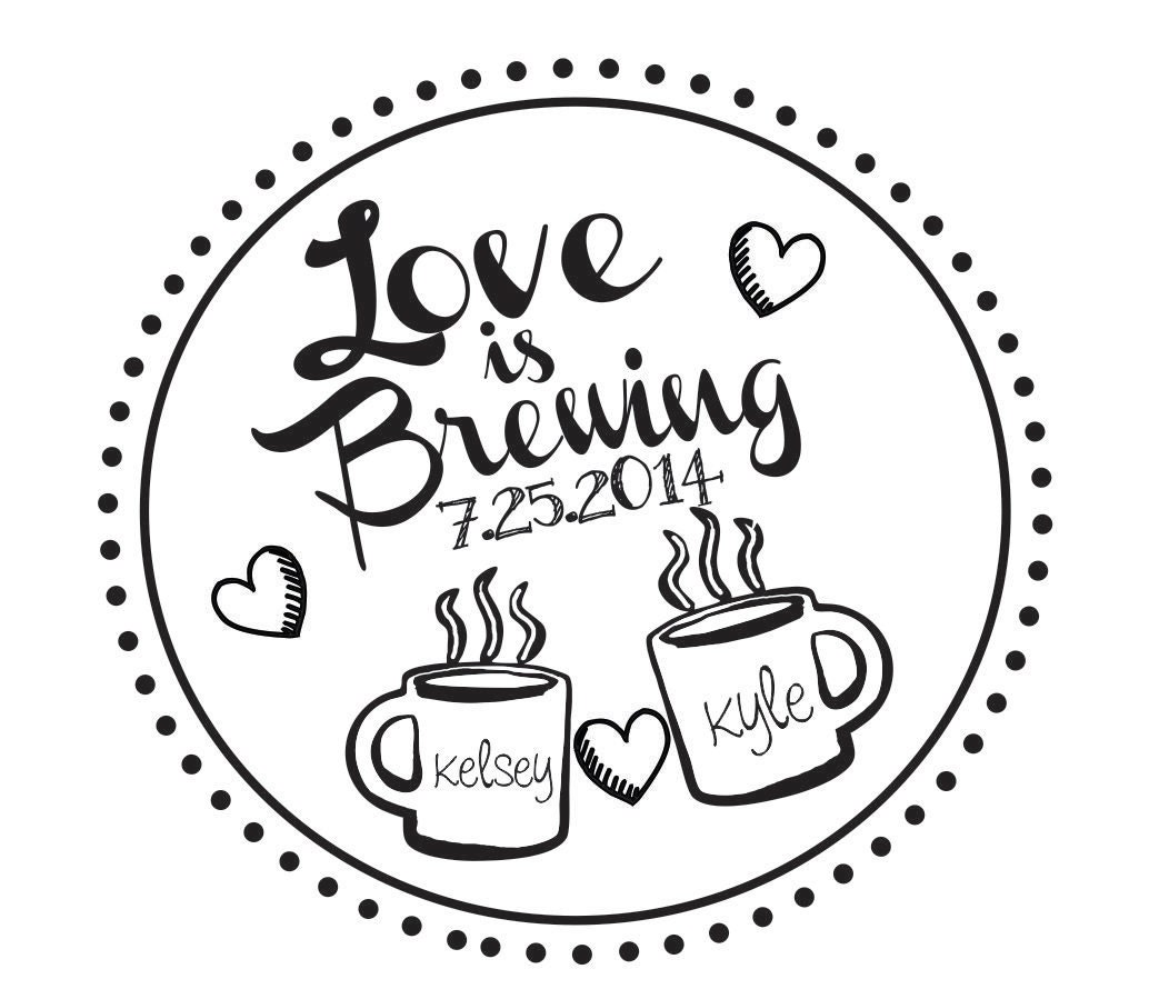 Love Is Brewing With Coffee Mugs Custom Rubber Stamp