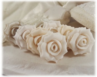 White Rose Earrings Stud or Clip On - White Rose Jewelry Collection, White Flower Earrings