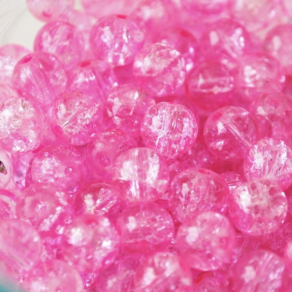 150 6mm Pink Crackle Glass Beads