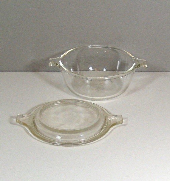 Pyrex Clear 10 oz Casserole Dish with Lid Mid Century MOD