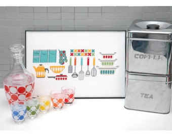 Kitchen Gadgets Motifs Cross Stitch Pattern Instant Download