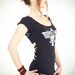 Navy Aztec Eagle stencil top