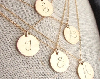 Gold Initial Necklace | Gold Letter Charm | 14K Gold Fill Script Letter Charm Necklace | LYLA E Ria Designs