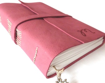 Personalised Leather Journal, Dark Fuchsia