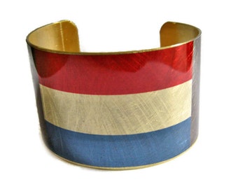 Netherlands FLAG cuff bracelet Brass or Aluminum Heritage Gifts for her