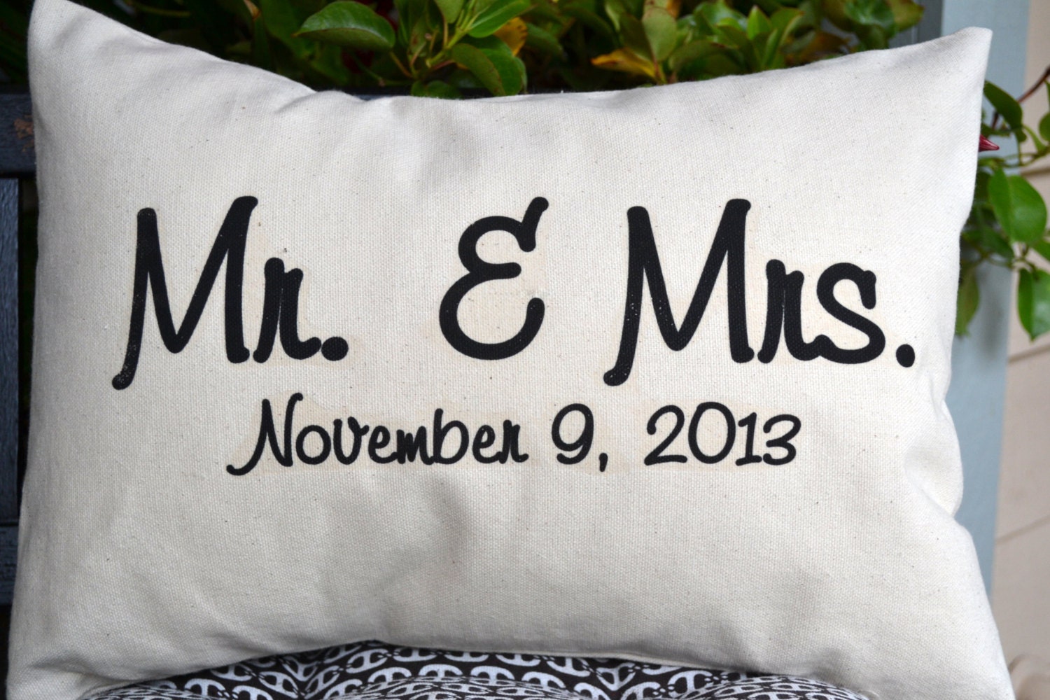 Personalized newlywed pillow Wedding gift 2nd anniversary