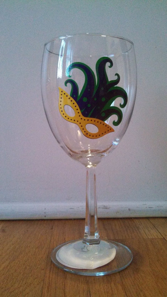 mardi gras stemless wine glasses