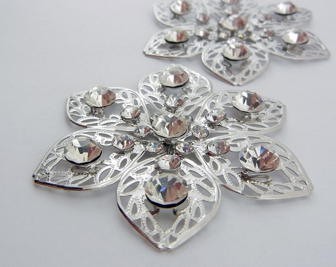 Pair of Large Filigree Snowflake or Flower Charms