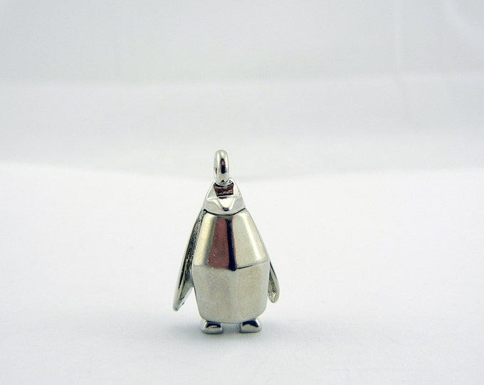 Silver-tone Origami Style Pendguin Charm