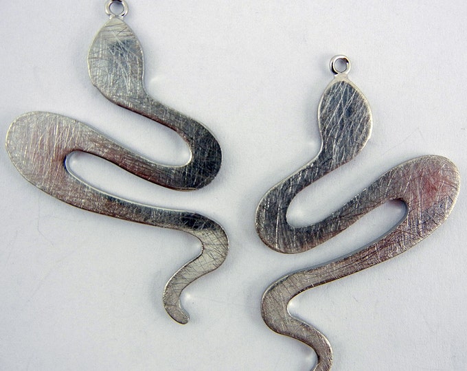 Pair of Abstract Brushed Silver-tone Snake Charms