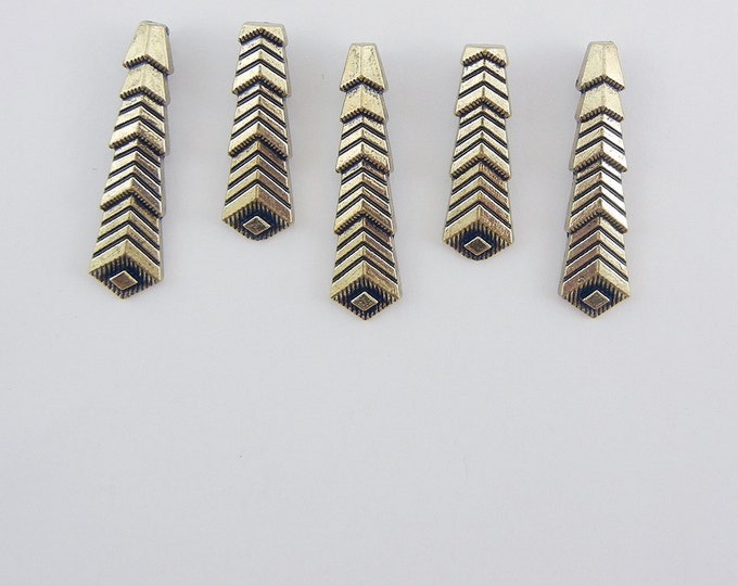 Set of 5 Slide Charms Art Deco Arrow Design Antique Gold-tone