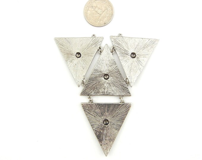 Silver-tone Eyes Pyramid Pendant