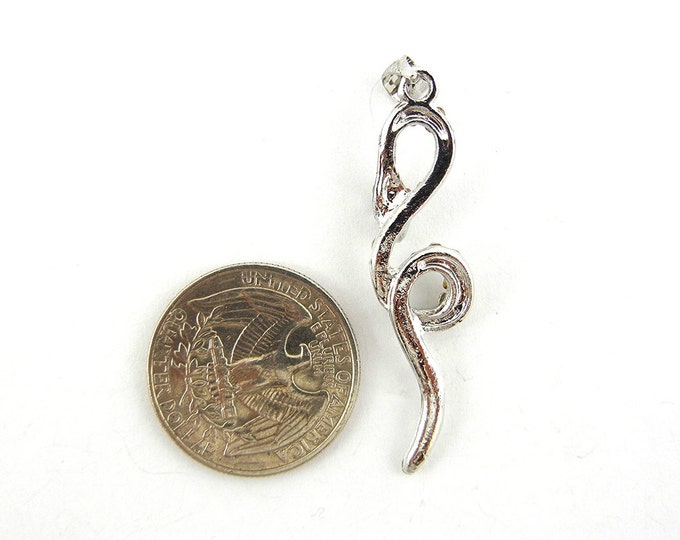 Thin Silver-tone Rhinestone Snake Pendant