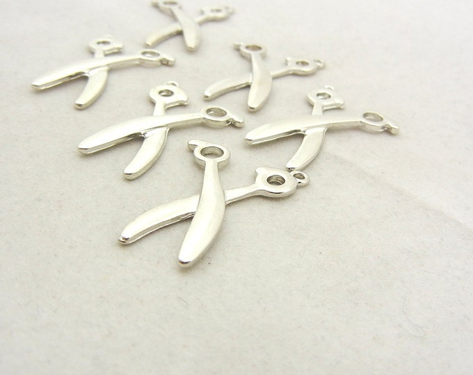 Set of 6 Silver-tone Scissor Charms