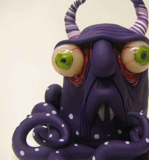 lowbrow one of a kind tentacle octopus monster by mealymonster