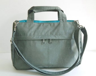 Sale - Water-Resistant Bag in Grey- messenger bag, tote, crossbody bag, purse, shoulder bag, everyday bag, handbag - ANNIE