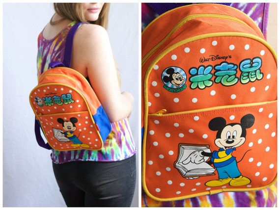 90s Mickey Mouse Mini Backpack with Chinese Characters