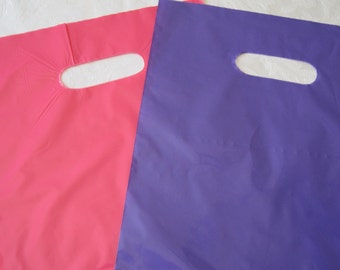50 Plastic Bags, Gift Bags, Pink Bags, Purple Bags, Hot Pink Bags, Merchandise Bags, Retail Bags, Party Favor Bags, Bags with Handles 9x12