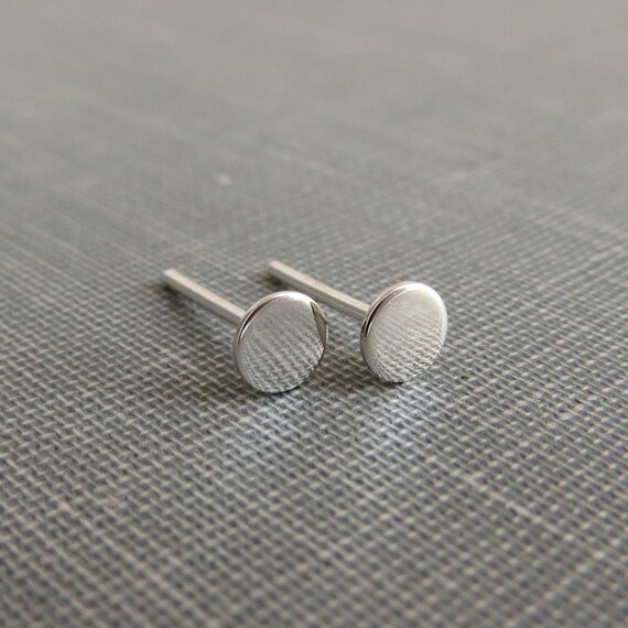 Sterling Silver Post Earrings Flat Dot Studs by ModernChromatic