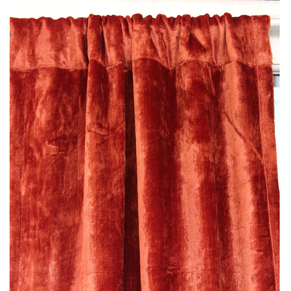 Rust Velvet Curtains 52x84 Rod Pocket Curtain