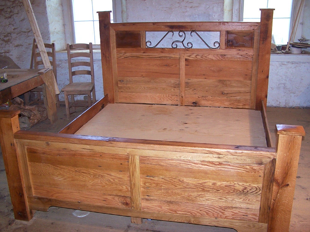 Craftsman Style Platform Storage Bed From Reclaimed Wood and