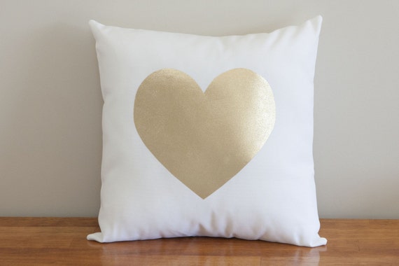 cover gold pillow Gold Foil Heart Pillow