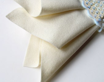 Ecru Felt, Pure Merino Wool, Large Felt Square, Felt Fabric Sheet, Ivory, Off White, Winter White, Cream, Nonwoven Wool, Applique, Quilting