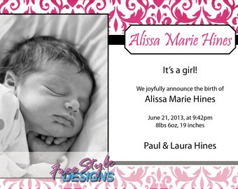 Custom Photo Birth Announcement