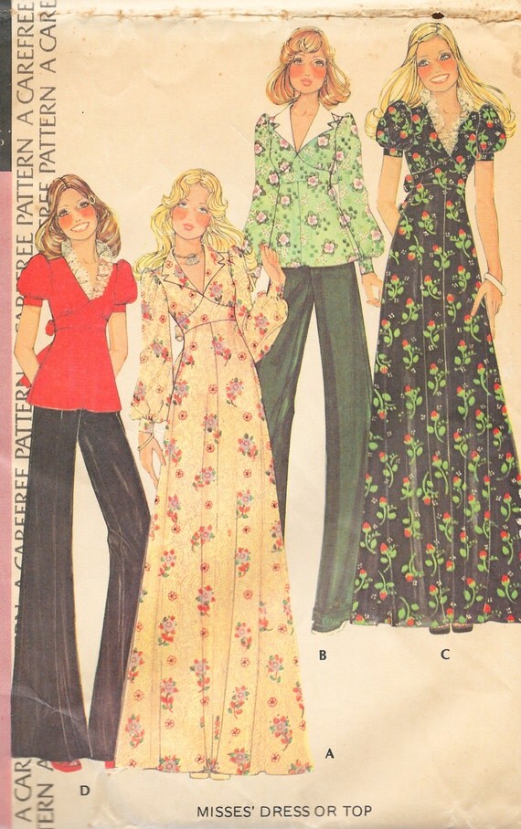 Vintage Pattern UNCUT Maxi Dress Boho Gunne Sax 1974