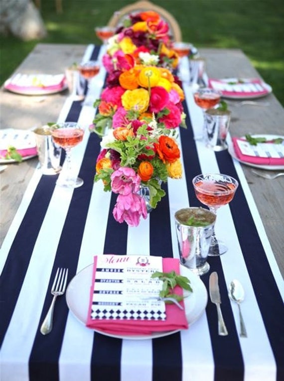 Black and White Striped Table Runner