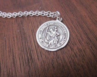 The Sylvia Necklace - Sterling Silver St. Christopher Necklace
