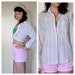 5 SALE // vintage white striped // BUTTON UP // summer shit colorful collar shirt // medium large