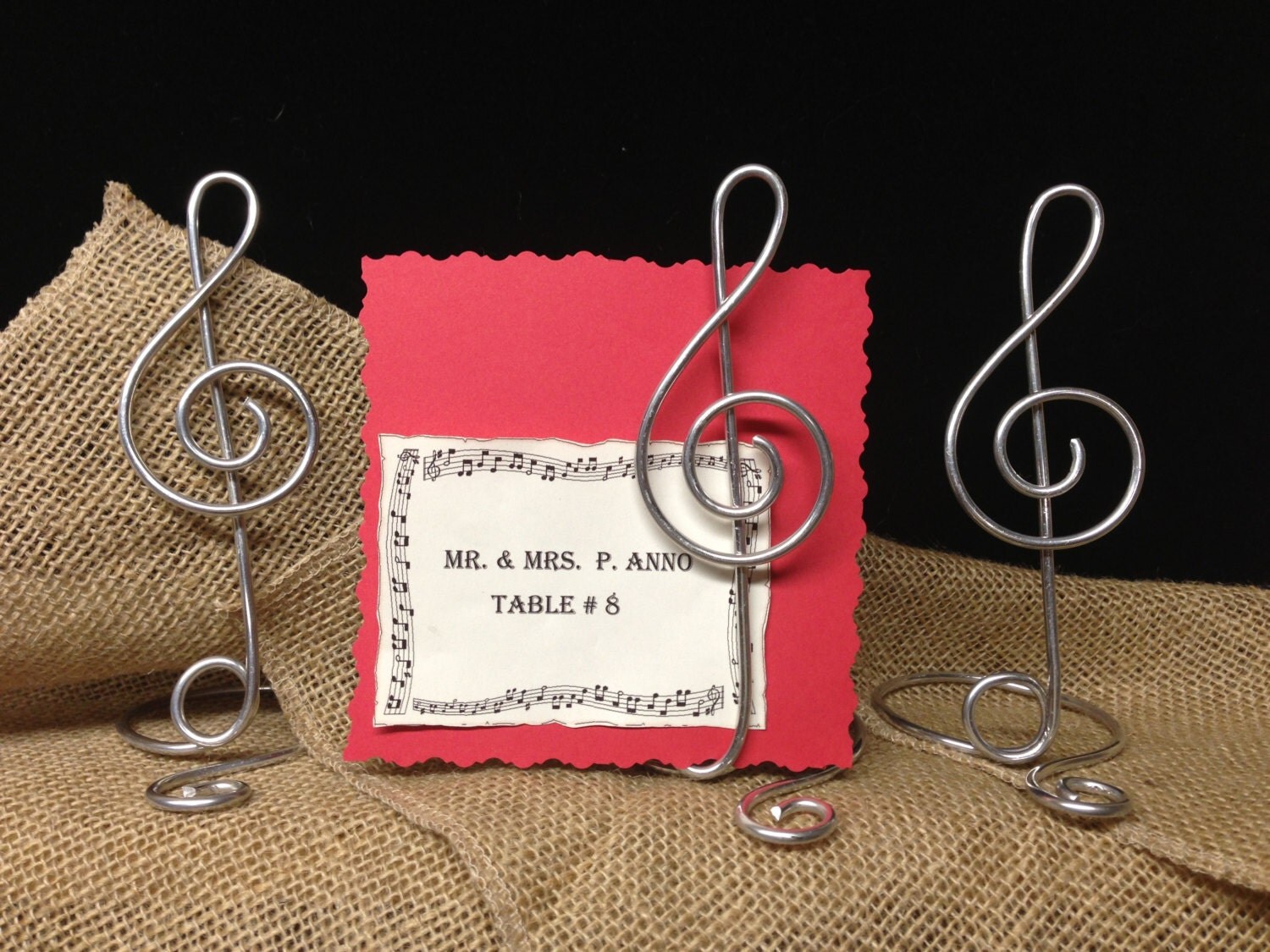 Music Note Treble Clef Sign Card Holder Wire Stand Musical