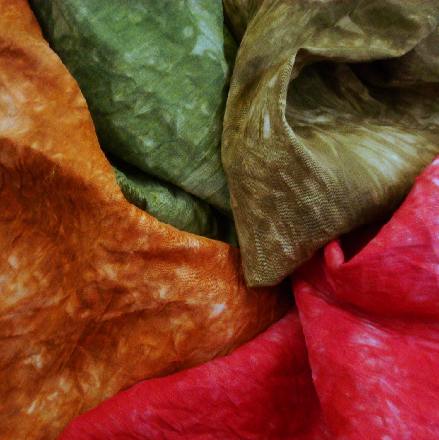 Hand Dyed Silk Fabric Bundle Hemp Fabric Bundle Silk Quilt