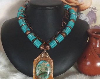 Striking Black and Turquoise Southwest Necklace by jewelrygals