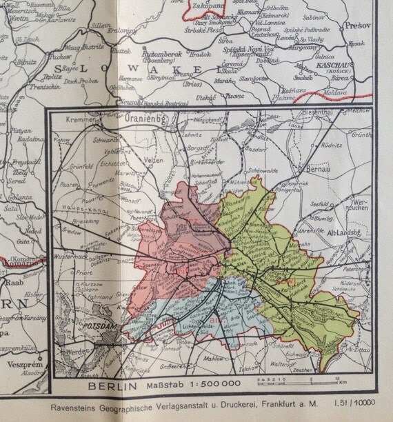 Large Vintage Map Of Post War Germany With Inset Of Berlin   Il 570xN.496857230 I8x0 