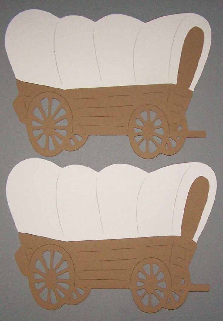 Die Cut Covered Wagon 6 Large Cards DIY Scrapbooking by Paperquick