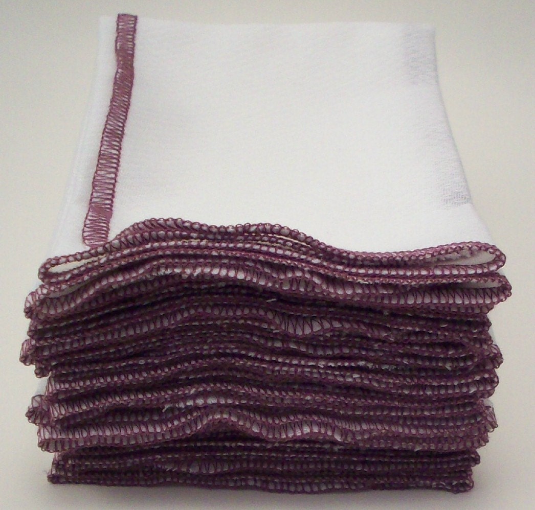 Birdseye Cotton Unpaper Towels Plum Border Reusable Paper