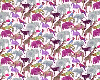 Liberty Fabric Queue for the Zoo A Animals Pink Tana Lawn Half Yard