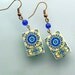 Portugal Antique Tile Replica Earrings, Blue and light yellow - MURTOSA waterproof and reversible