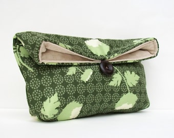 Makeup Bag Cosmetic, Green Clutch Purse, Floral Clutch Purse, Bridesmaid Gift, Bridesmaid Clutch, Travel Cosmetic Bag