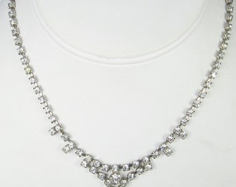 Vintage White Rhinestone Necklace