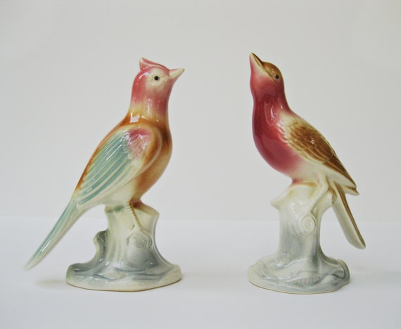 Pair Vintage Ceramic 1940s Bird Figurines