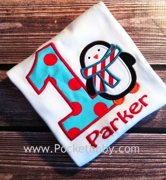 Personalized Penguin Birthday Shirt - Winter Wonderland Birthday Shirt - Winter Onederland Party - by Pocketbaby