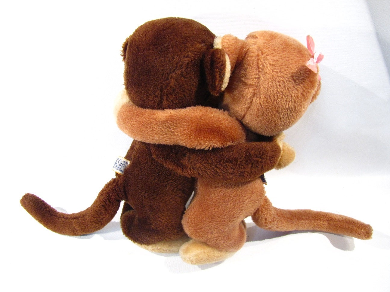 Vintage DAKIN Hugging Monkeys plush stuffed animal 1970s toys
