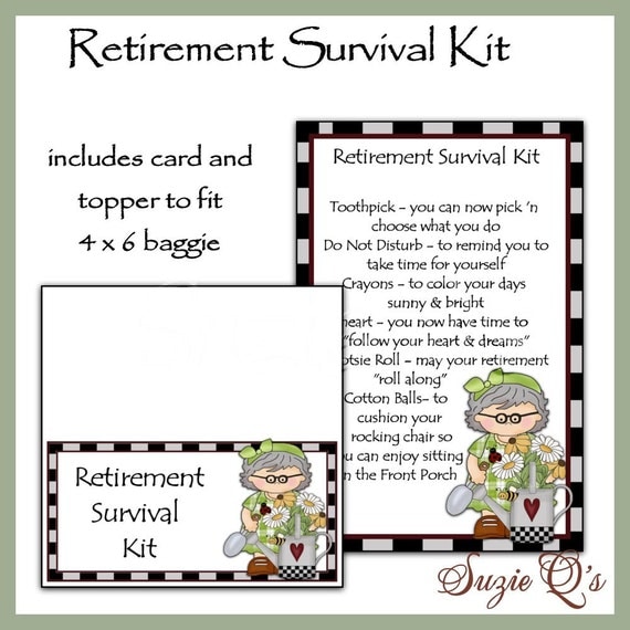 Download Items similar to Retirement Survival Kit includes Topper ...